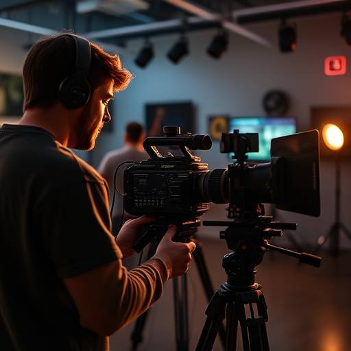 Students editing footage in a post-production suite