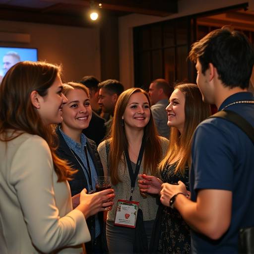 Students networking at a film industry event